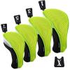 Andux 4pcs/Pack Mesh Golf 460cc Driver Fairway Wood Club Head Covers with Interchangeable No. Tags Green view 1
