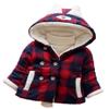 Baby Boys Girls Winter Coat Double-Breasted Plus Velvet Thick Plaid Warm Outerwear Coat (Red,4-5 Years)