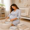 SWOMOG Women's Maternity Nursing Robe Pregnancy Breastfeeding Bathrobes 3 in 1 Labor Delivery Nightgowns view 4