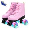 XUDREZ Roller Skates Womens, Shiny High Top PU Leather Classic Double-Row Roller Skates for Women and Men Adjustable Double Row 4 Wheels Indoor Outdoor Roller Skates for Beginner a Shoes Bag view 1