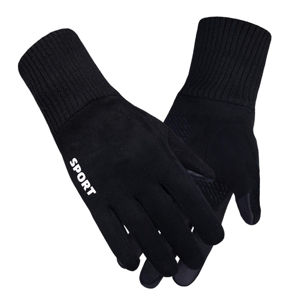 FUFU Gloves Running Gloves, Touch Screen Anti-Slip Lightweight Gloves Liners for Cycling Biking Sporting Driving (Color : Black)