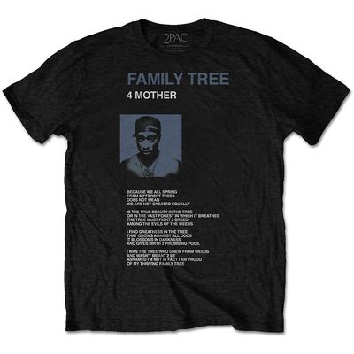 2Pac Tupac T Shirt Family Tree 4 Mother Logo Official Mens Black Size S