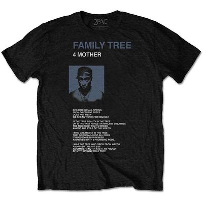 2Pac Tupac T Shirt Family Tree 4 Mother Logo Official Mens Black Size XXL