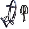 CHALLENGER Horse Western Leather Tack Beaded Bitless Sidepull Bridle Reins Brown 77RS22BR view 1
