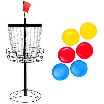 Trademark Innovations Portable Metal Disc Frisbee Golf Goal Set Comes with 6 Discs (Black)