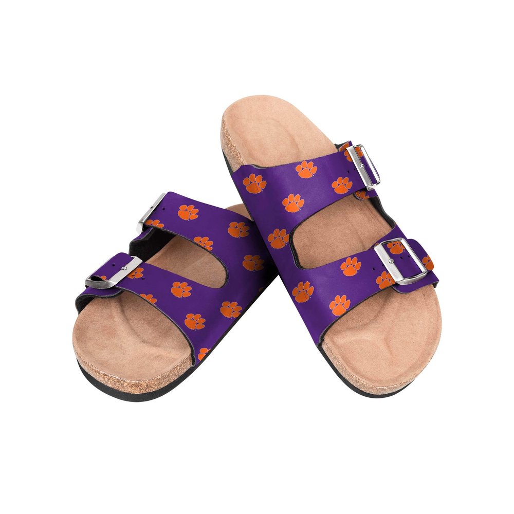FOCO Clemson Tigers NCAA Womens Team Logo Double Buckle Sandal - XL (11-12)