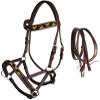 CHALLENGER Horse Western Leather Tack Beaded Bitless Sidepull Bridle Reins Brown 77RS24BR view 1