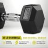 PRCTZ Rubber Encased Hex Dumbbell, 35lbs Single (35) view 4