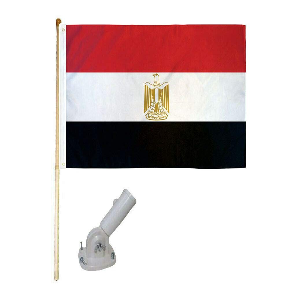 5' Wooden Flag Pole Kit W/Nylon White Bracket 3x5 Egypt Country Polyester Flag