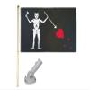 5' Wood Flag Pole Kit Nylon White Bracket 3x5 Blackbeard Edward Teach Poly Flag view 1