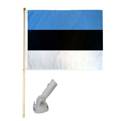 5' Wooden Flag Pole Kit W/Nylon White Bracket 3x5 Estonia Country Poly Flag