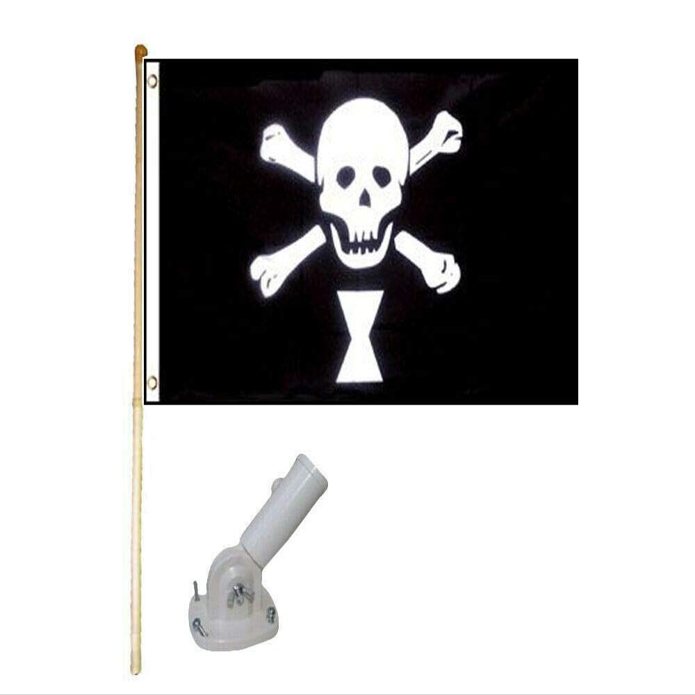 5' Wooden Flag Pole Kit W/Nylon White Bracket 3x5 Emanuel Wynne Polyester Flag