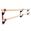 Athletic Bar Double Bar Fixed Height Wall Mount Ballet Barre System Traditional Wood, 7 FT Long, 2.0" Diameter Made of 2 Bars 3.5 Ft Each, Black Brackets view 4