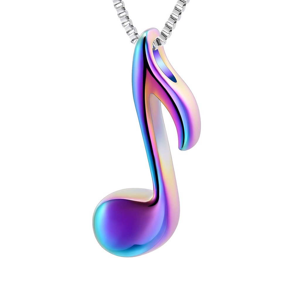 XSMZB Music Note Cremation Jewelry for Ashes Human Pet Keepsake Urn Necklace for Women Men Funeral Memorial Ash Pendant(Colorful-1)