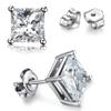 TTVOVO 925 Sterling Silver Stud Earrings Princess Cut Cubic Zirconia Sparkling Simulated CZ Diamond Earrings for Women Men Square 4 Prong Ear Studs Piercing Earrings Hypoallergenic Jewelry Gifts, 6MM view 1