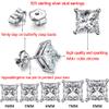 TTVOVO 925 Sterling Silver Stud Earrings Princess Cut Cubic Zirconia Sparkling Simulated CZ Diamond Earrings for Women Men Square 4 Prong Ear Studs Piercing Earrings Hypoallergenic Jewelry Gifts, 6MM view 2
