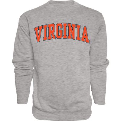 Blue 84 Men's Virginia Cavaliers Arching Team Name Dark Heather Crewneck Sweatshirt, Virginia Cavaliers Dark Heather, Medium