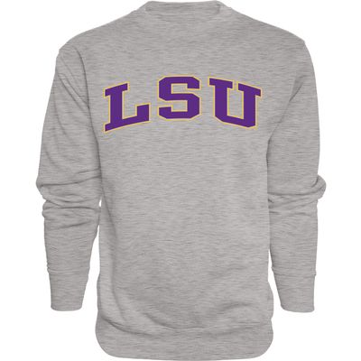 Blue 84 Men's LSU Tigers Arching Team Name Dark Heather Crewneck Sweatshirt, Lsu Tigers Dark Heather, X-Large
