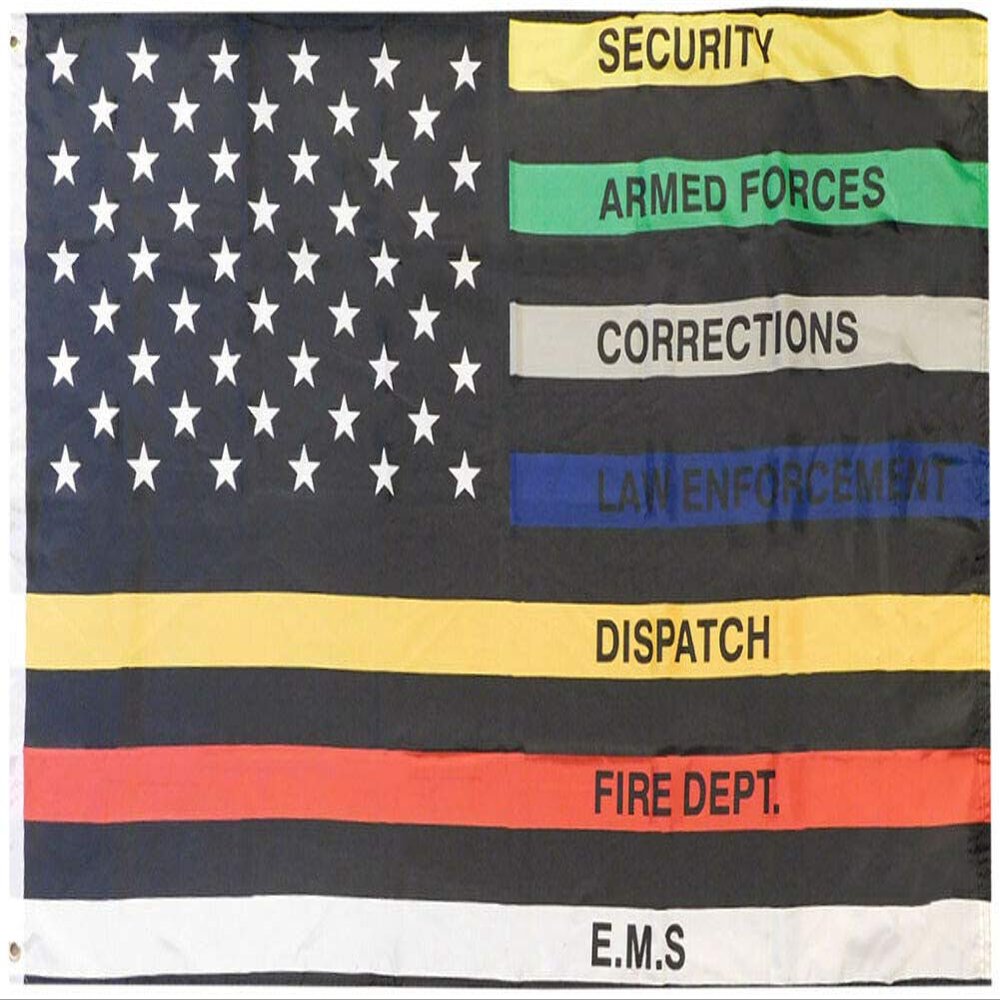 3x5FT Salute Thin Multi Line Flag Military Police Fire Corrections Dispatch EMS