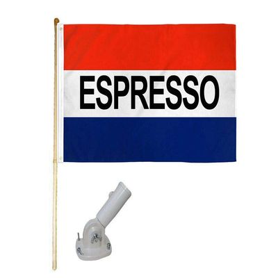 American Wholesale Superstore 5' Wood Flag Pole Kit W/Nylon White Bracket 3x5 Espresso Advertising Poly Flag