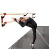 Athletic Bar Double Bar Fixed Height Wall Mount Ballet Barre System Traditional Wood, 3.5 FT Long, 2.0" Diameter (Black Brackets) view 2