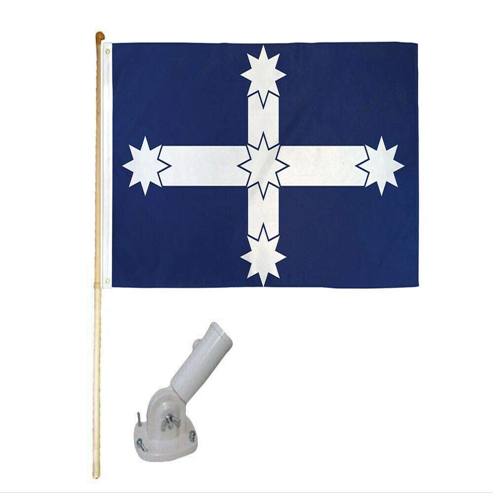5' Wooden Flag Pole Kit W/Nylon White Bracket 3x5 Eureka Polyester Flag Banner