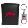 Siskiyou Sports NCAA Arkansas Razorbacks Mens Tri-fold Wallet & Valet Key Chain, Black, One Size view 1