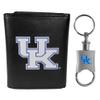 Siskiyou Sports NCAA Kentucky Wildcats Mens Leather Tri-fold Wallet & Valet Key Chain, Black, One Size view 1