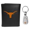 Siskiyou Sports NCAA Texas Longhorns Mens Leather Tri-fold Wallet & Steel Key Chain, Black, One Size view 1