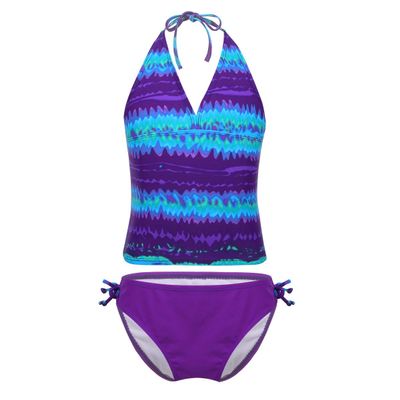 easyforever Girls Kids Mambo Tie-Dye Two Pieces Swimsuit Swimwear Beachwear Bathing Suit Purple 8