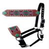 Showman Bronc Halter w/Green & Pink Navajo Beaded Design view 1