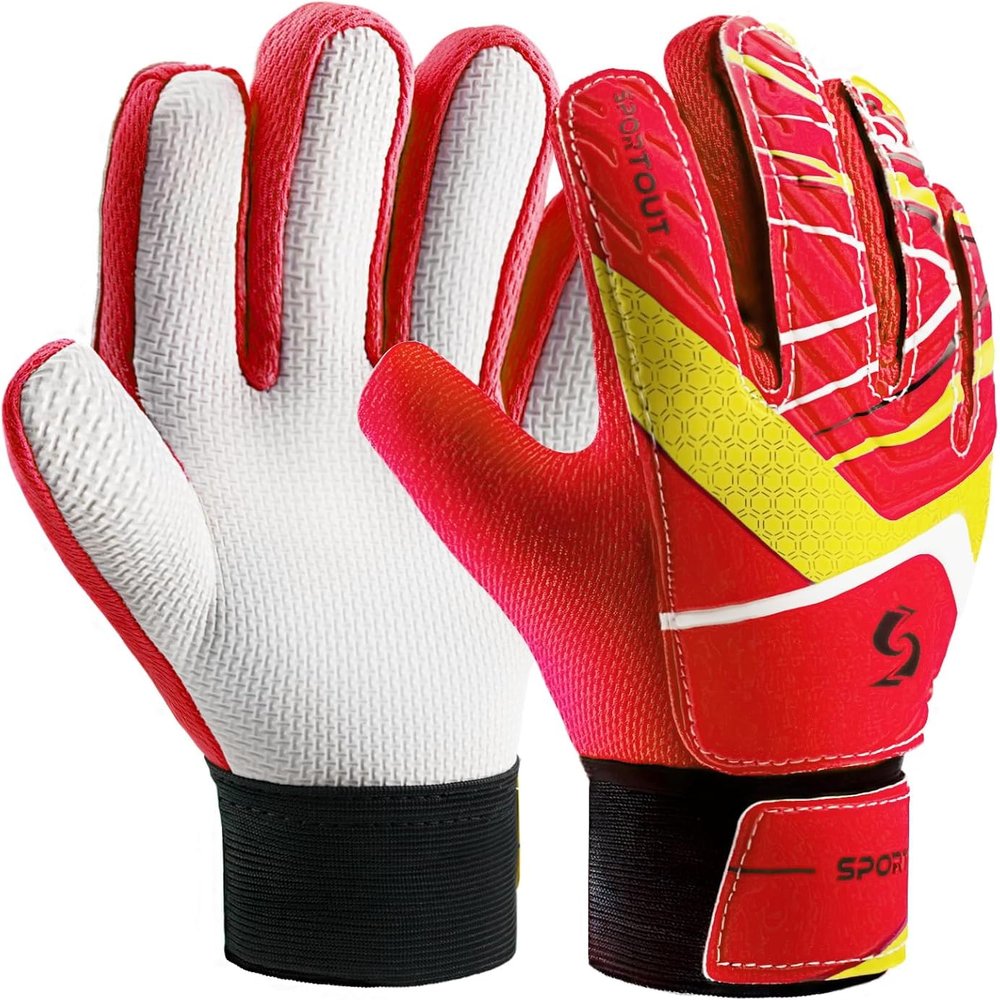 Sportout Kids Goalkeeper Gloves, Soccer Goalie Gloves with Double Wrist Protection and Non-Slip Wear Resistant Latex Material to Prevent Injuries