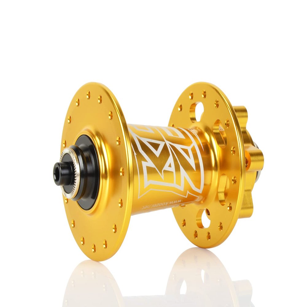 BestPartsCom KOOZER XM490 32 Hole Hub Full Aluminum Ultralight MTB Mountain Bike Disc Brake Hub Quick Release(qr) Front Hub 9x100mm Gold for Shimano 8-11speed & SRAM 8-10speed
