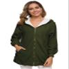 Andongnywell Women Plus Size Winter Warm Hoodie Coat Wool Zipper Cotton Outwear Lamb Wool Hooded Cardigan Jacket (Army Green,M) view 1