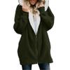 Andongnywell Women Plus Size Winter Warm Hoodie Coat Wool Zipper Cotton Outwear Lamb Wool Hooded Cardigan Jacket (Army Green,M) view 2
