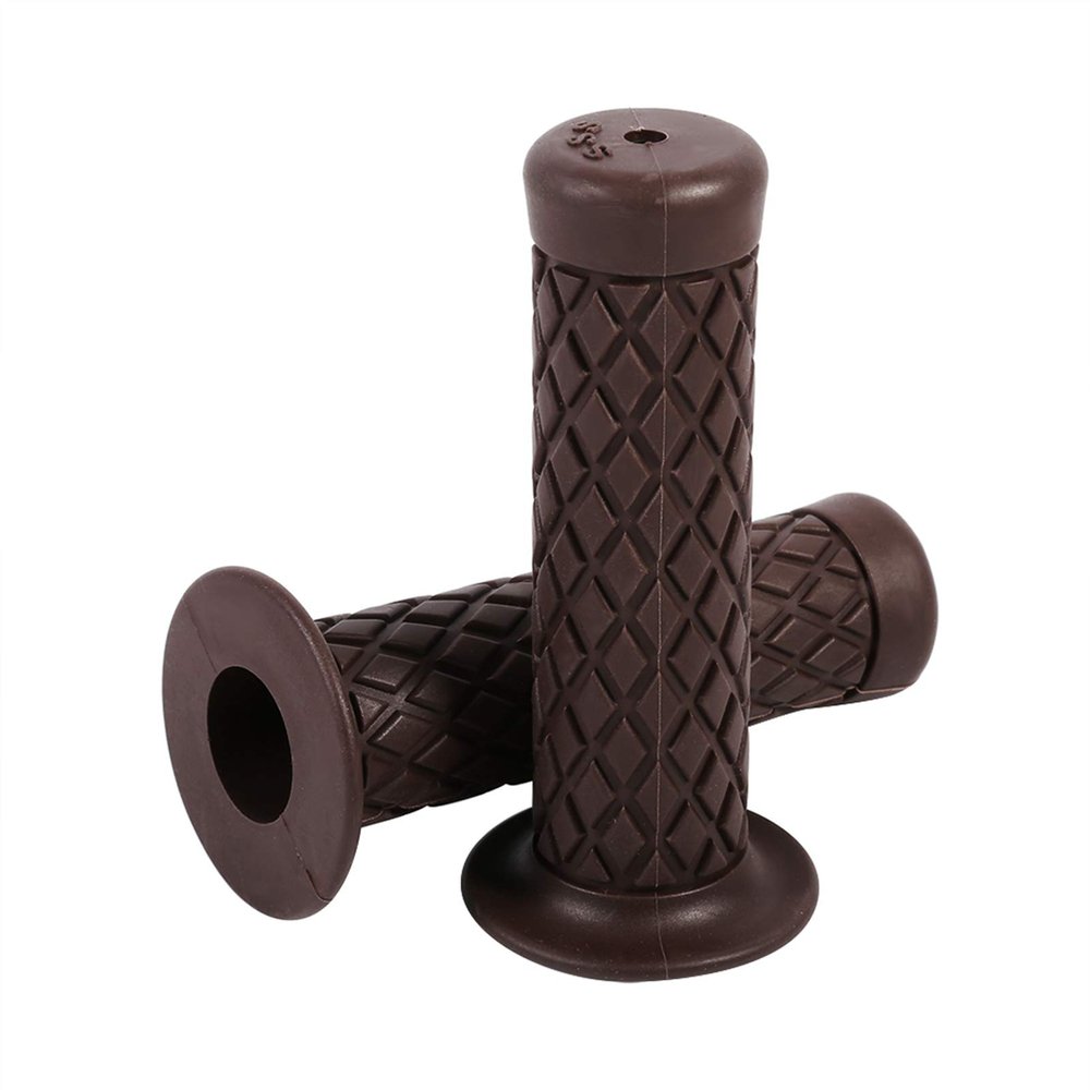 22mm 7/8" Motorcycle Handlebar Grips, Rubber Handlebar Hand Grips for BMX Road Mountain Bike(Dark Brown)