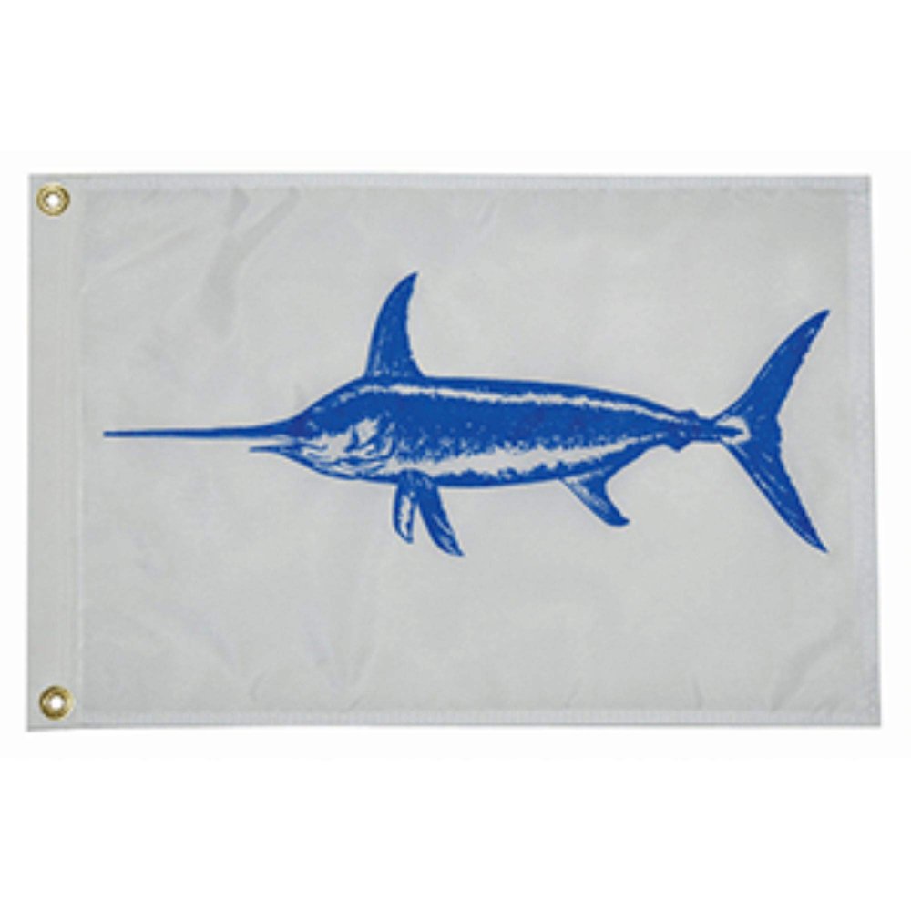 CWR Wholesale 7" White and Blue Unique Taylor Made 12x18 Swordfish Boat Flag