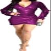 Christmas Dresses for Women Sexy Gllittery Stretchy Extroic Dress Bodycon V Neck Long Sleeve Ruched Sparkly Breathable Mini Clubwear for Evening Party Purple view 3