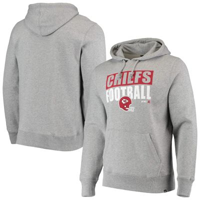 47 Men's Heathered Gray Kansas City Chiefs Block Out Headline Pullover Hoodie