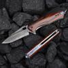 SPIRIT DEED Damascus steel multifunctional EDC folding knife with self assembling pocket clip, lining lock, leather sheath, one piece disassembly pocket knife view 2