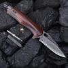 SPIRIT DEED Damascus steel multifunctional EDC folding knife with self assembling pocket clip, lining lock, leather sheath, one piece disassembly pocket knife view 3
