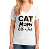 Mothers Day Cat Mom Custom Shirt Women Cute Cat Paw Graphic Cat Lovers V Neck T-Shirt White view 2