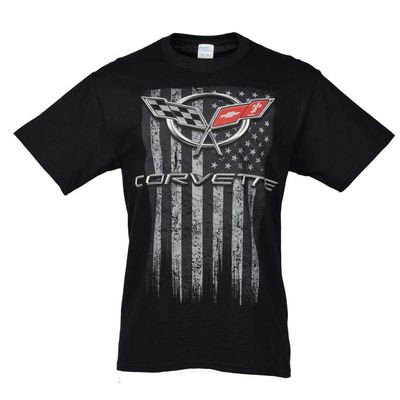 C5 Corvette American Legacy Flag Men's T-Shirt - Softstyle Short Sleeve Tee Shirt - Officially Licensed by GM - Black (XX-Large)