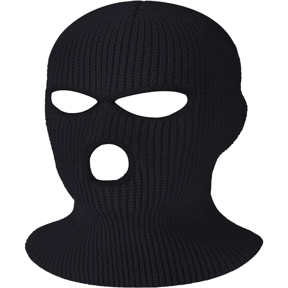 SATINIOR 3 Holes Ski Mask Full Face Cover Outdoor Balaclava Winter Knitted Neck Gaiter for Halloween Sports Cycling(Small,Pure Black)