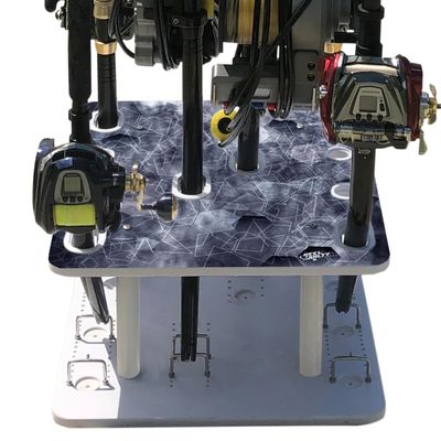 Rush Creek Creations Saltwater Fishing Rod Holder for 10 Rods (Straight & Size 2 and 4 Bent Butt), Fishing Pole Holder for Garage Organization/Dock Storage, Fishing Reels, and Fishing Accessories