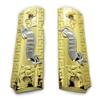 1911 Full Size Grip Panels Gold Nickel Metal Grips with 1911 Banner Ambi Cut Includes Gold Screws Fits Government 1911 Pistols view 1