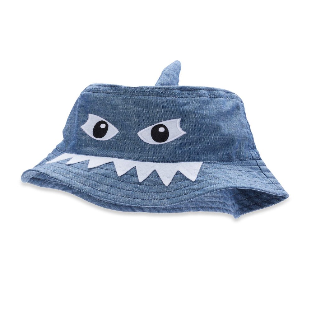 Wonder-Nation Toddler Boys Chambray Denim Shark Sun Hat