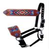 Showman Bronc Halter w/Blue & Red Navajo Beaded Design view 1