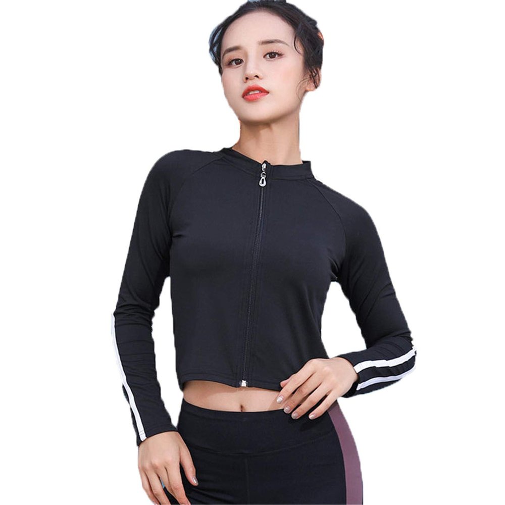 Andongnywell Women Full Zip Workout Jacket Sports Running Yoga Coat Athletic Track Top Lightweight Jackets (Black,Medium)