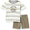 Kids Headquarters 2-Piece Short Set, Top & Shorts, Soft & Comfortable, Olive Stripes/Olive, 24M view 1